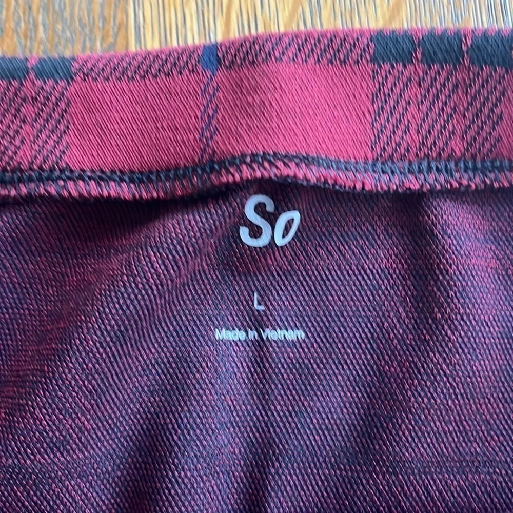 NWT Kohls SO Junior Plaid Wrap Skirt with Tabs on Side Size L Unlined Red Black